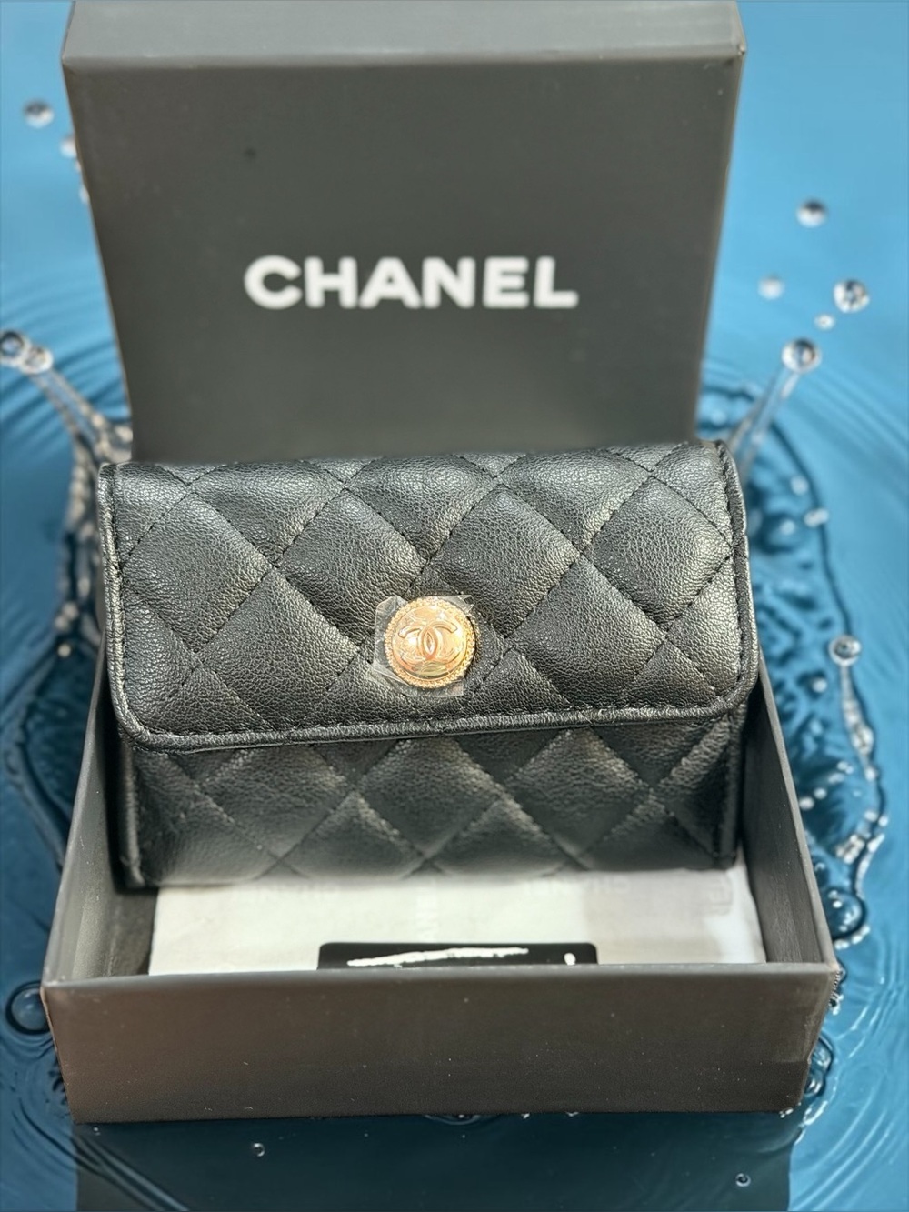 Black Quilted Leather Wallet | NIB